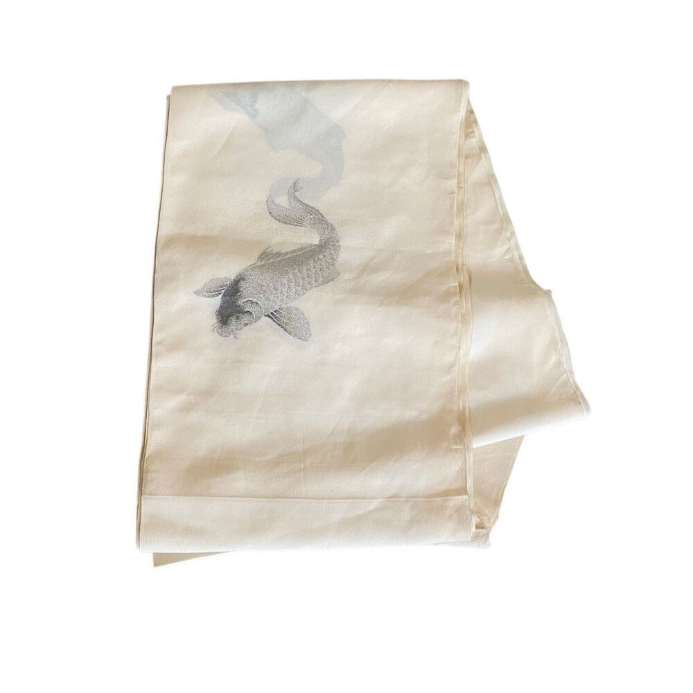 Vintage Japaneese Silk Hand Panted Fabric Carp Fish Print